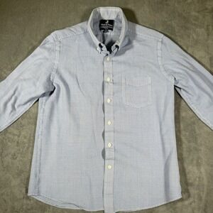 Wool & Prince Shirt Men's Large Tall Fit Blue Plaid Long Sleeve Button Down